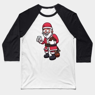 Santa Claus Getting Caught Eating Cookies And Drinking Milk Baseball T-Shirt